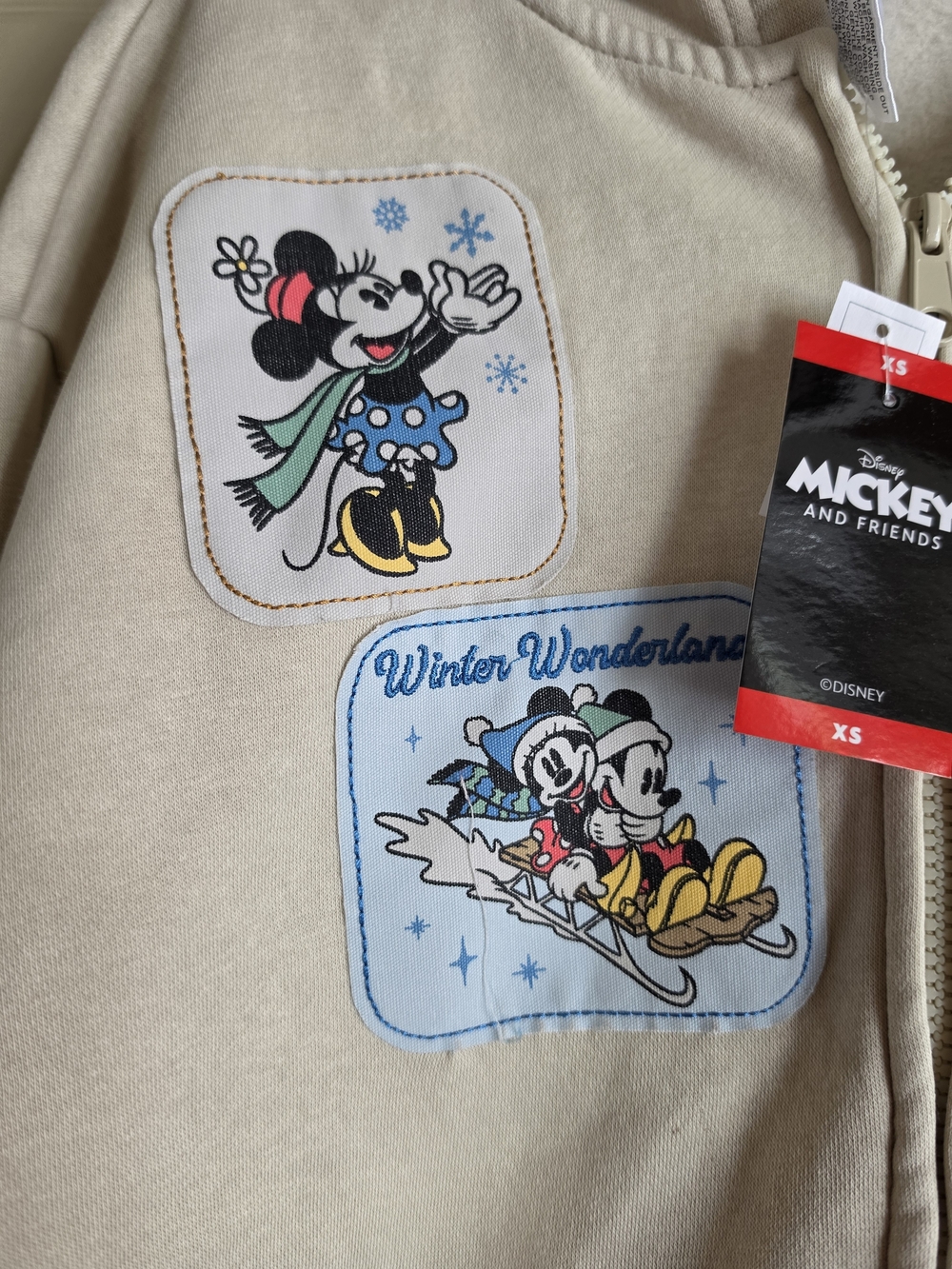 Disney Mickey & Friends Womens Cream Zip-Up Hoodie - Picture 2 of 6